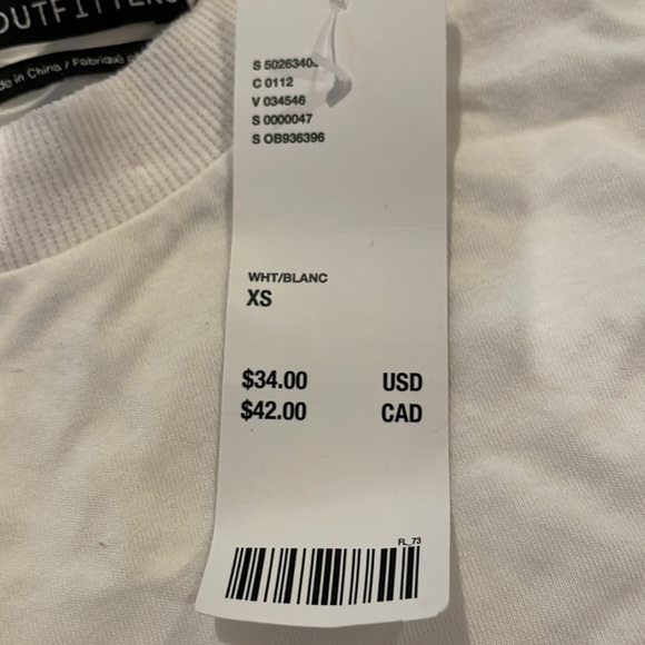 NWT Urban Outfitters Woman T-shirt with Adjustable Sides White XS-TP - Picture 3 of 10